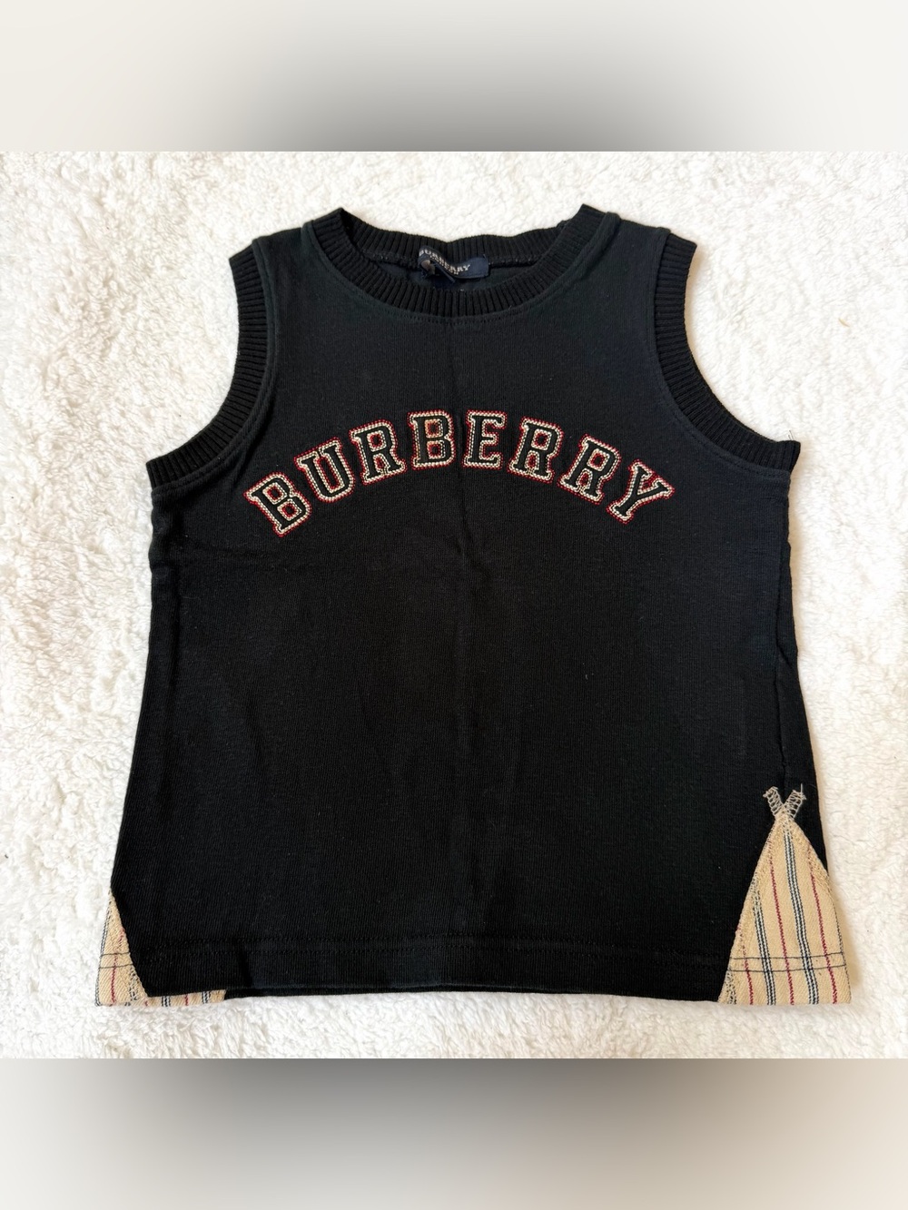 Burberry Toddler Boy Girl3T 4T Nova Check Striped Black Tanktop Tops Authentic